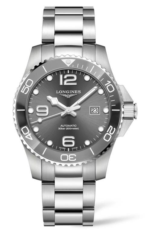 Shop Longines Hydroconquest Automatic Bracelet Watch, 43mm In Silver/grey/silver