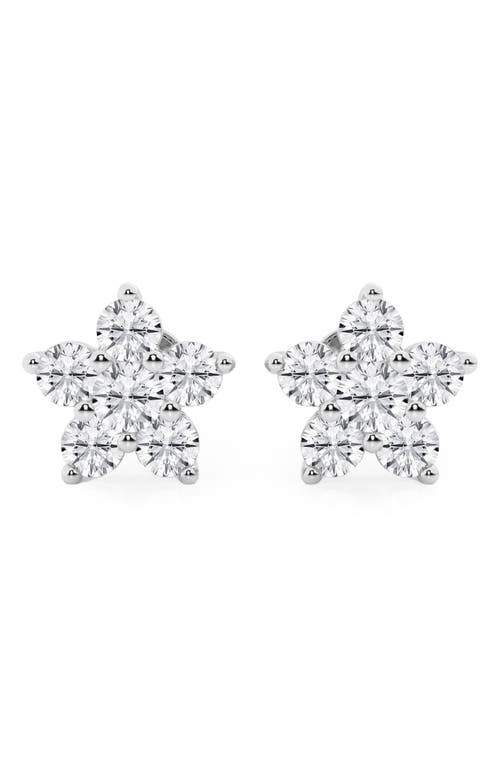 White Gold Lab Created Diamond Star Stud Earrings - 1.50 ctw