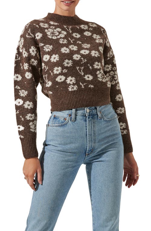 ASTR the Label Saira Floral Sweater in Brown Cream Floral