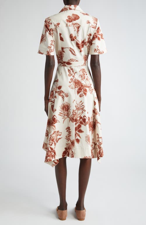 Shop Jason Wu Collection Forest Print Cotton Stretch Poplin Shirtdress In Calico/rust