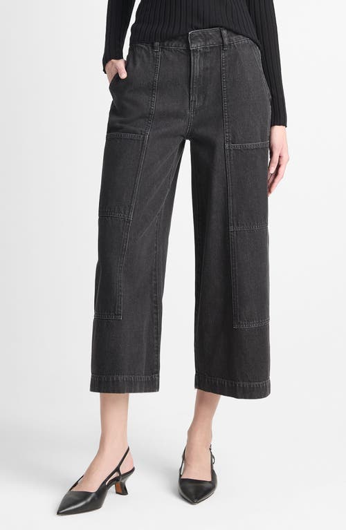 Shop Vince Utility Crop Wide Leg Jeans In Washed Black