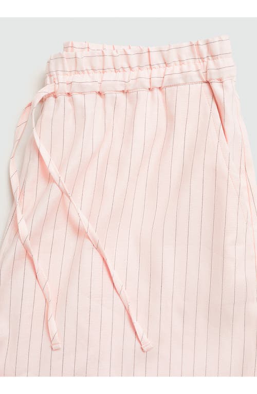 Mango Stripe Linen Blend Drawstring Shorts In Pastel Pink