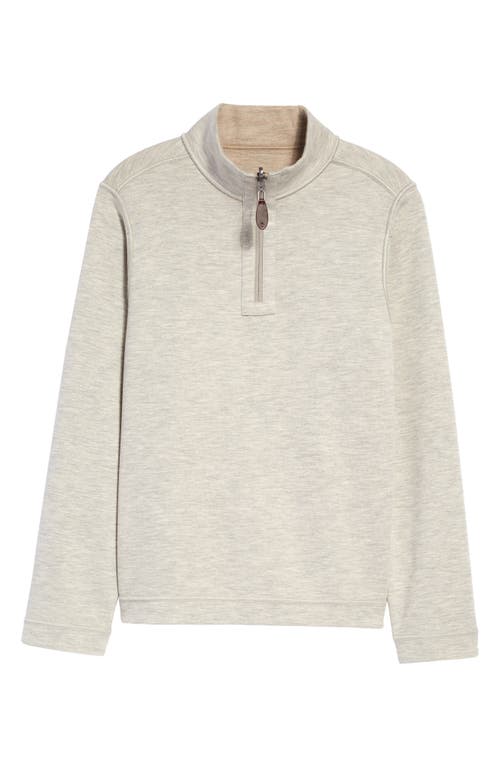 Johnston & Murphy Kids' Solid Reversible Quarter Zip Pullover In Oatmeal/light Gray