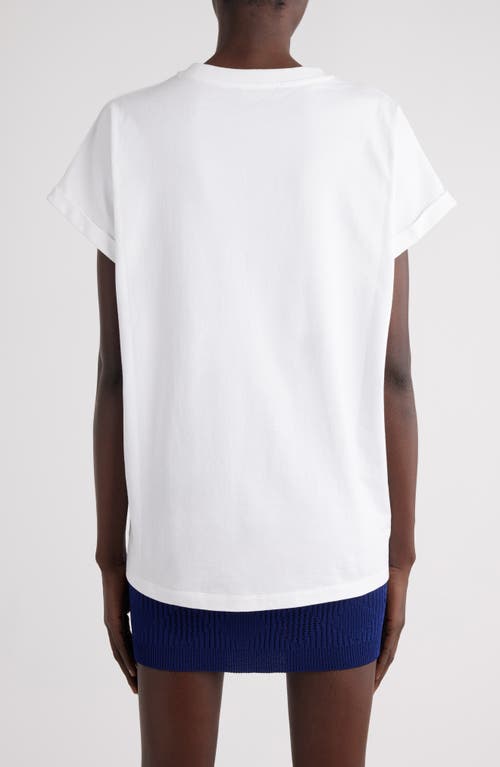 Shop Balmain Vichy Logo Cotton T-shirt In Gvw White/blue