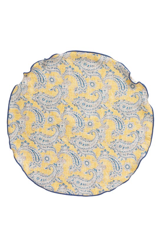 Shop Edward Armah Paisley & Floral Print Reversible Silk Pocket Circle In Yellow