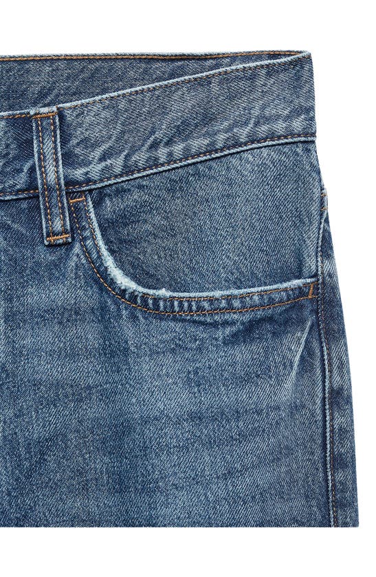 Shop Mango Mid Rise Straight Leg Jeans In Dark Blue