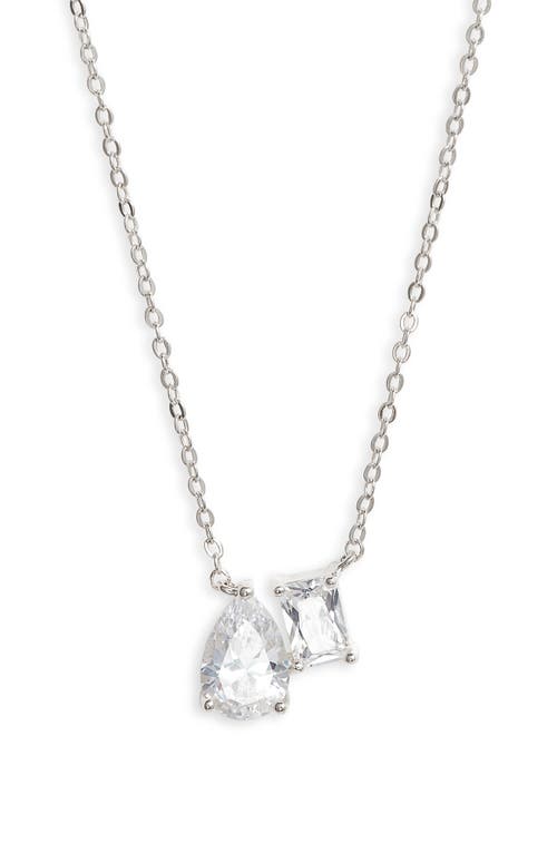 Nordstrom Cubic Zirconia Pendant Necklace in Clear- Silver at Nordstrom