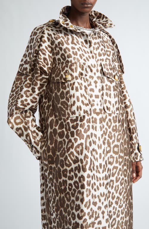 Shop Zimmermann Illustration Leopard Print Twill Trench Coat In Chocolate Leopard