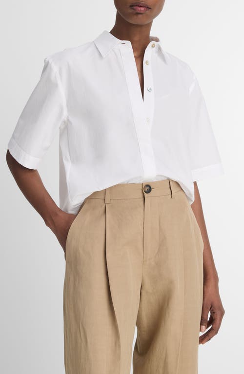 Shop Vince Oversize Crop Cotton Shirt In Optic White