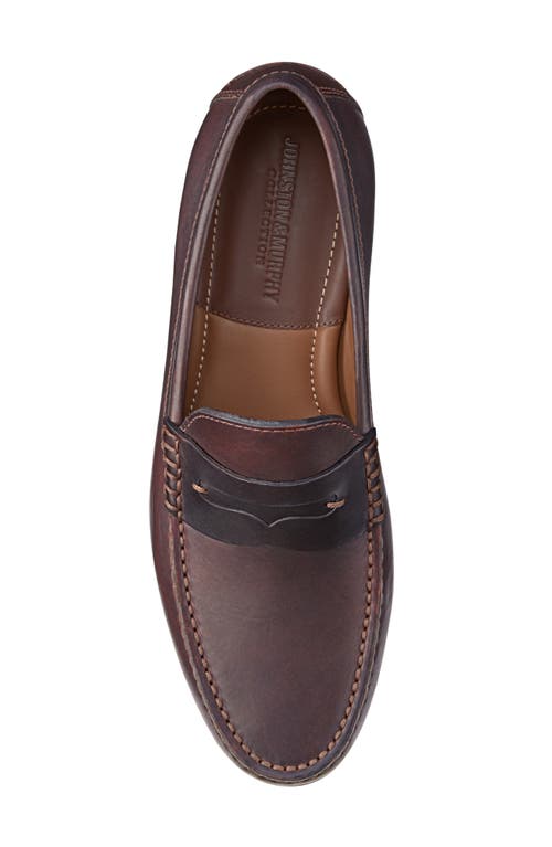 Shop Johnston & Murphy Baldwin Penny Loafer In Dark Brown English Full Grain