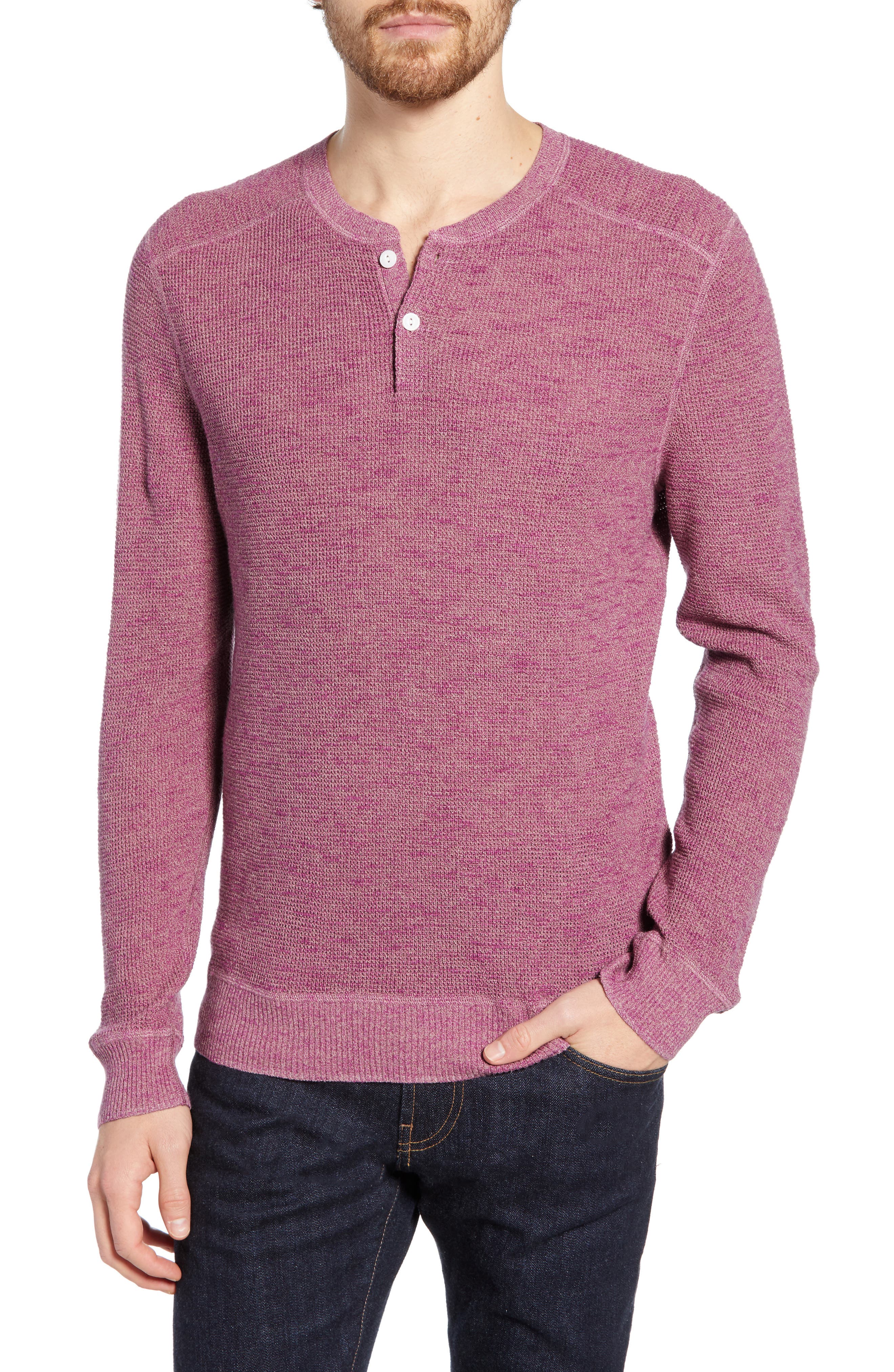 Bonobos Cotton & Linen Slim Fit Henley Sweater, Pink