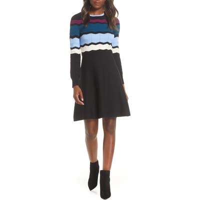 Vince Camuto Long Sleeve Stripe Sweater Dress, Blue