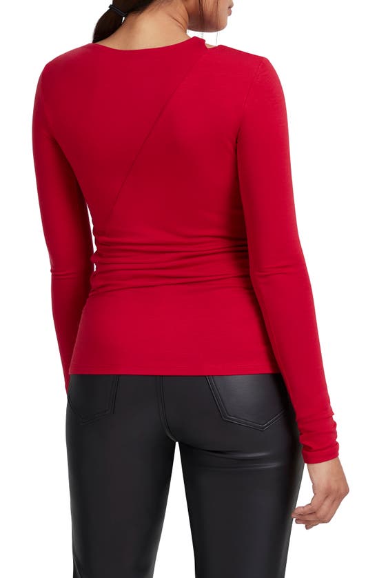Shop Marcella Briar Asymmetric Neck Long Sleeve Jersey Top In Red