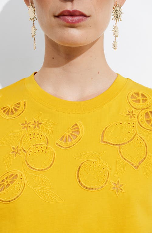 Shop & Other Stories Lemon Embroidery Cotton T-shirt In Yellow Medium