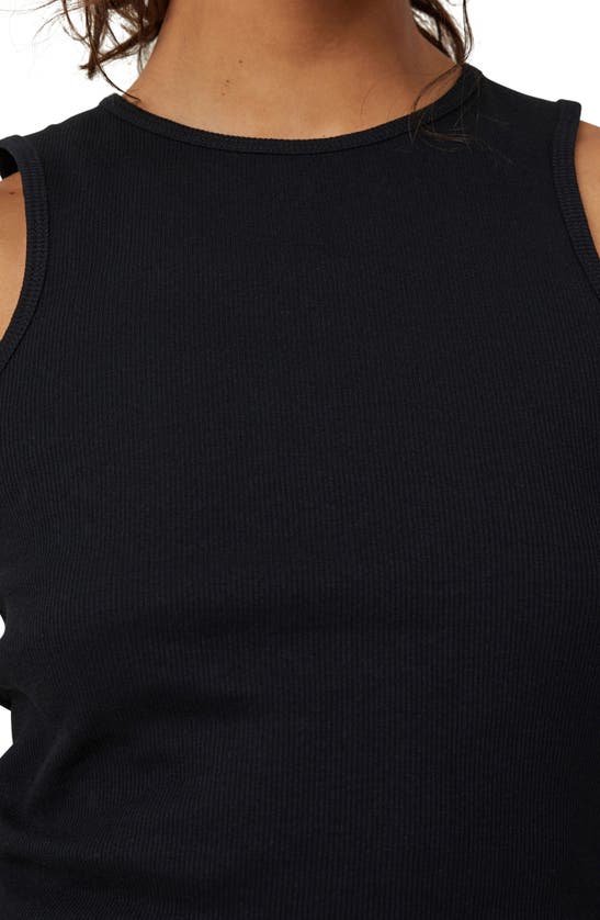 Shop Cotton On The One Variegated Rib Racerback Tank In Black
