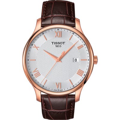 Tissot Tradition Leather Strap Watch, 42Mm