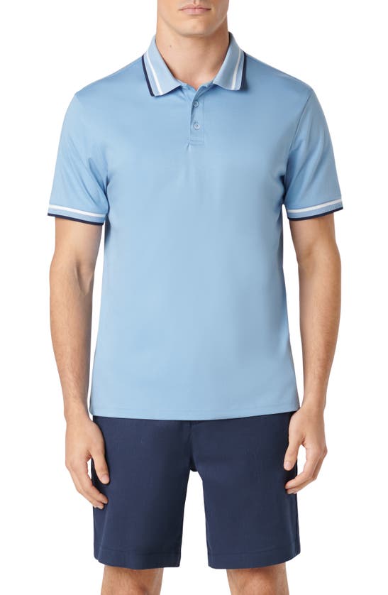 Shop Bugatchi Tipped Short Sleeve Cotton Polo In Air Blue