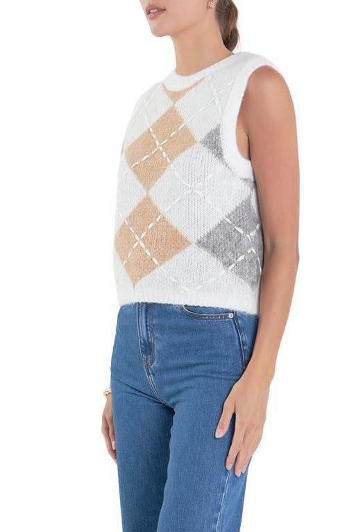 Shop English Factory Argyle Sweater Vest In White