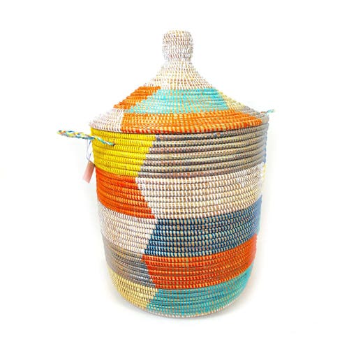 Mbare Dou Lid Storage Basket Stripe Multicolour Medium Storage In Multicolour