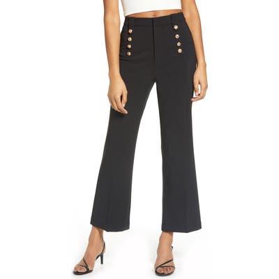 Endless Rose Semi Flare Button Pants, Black