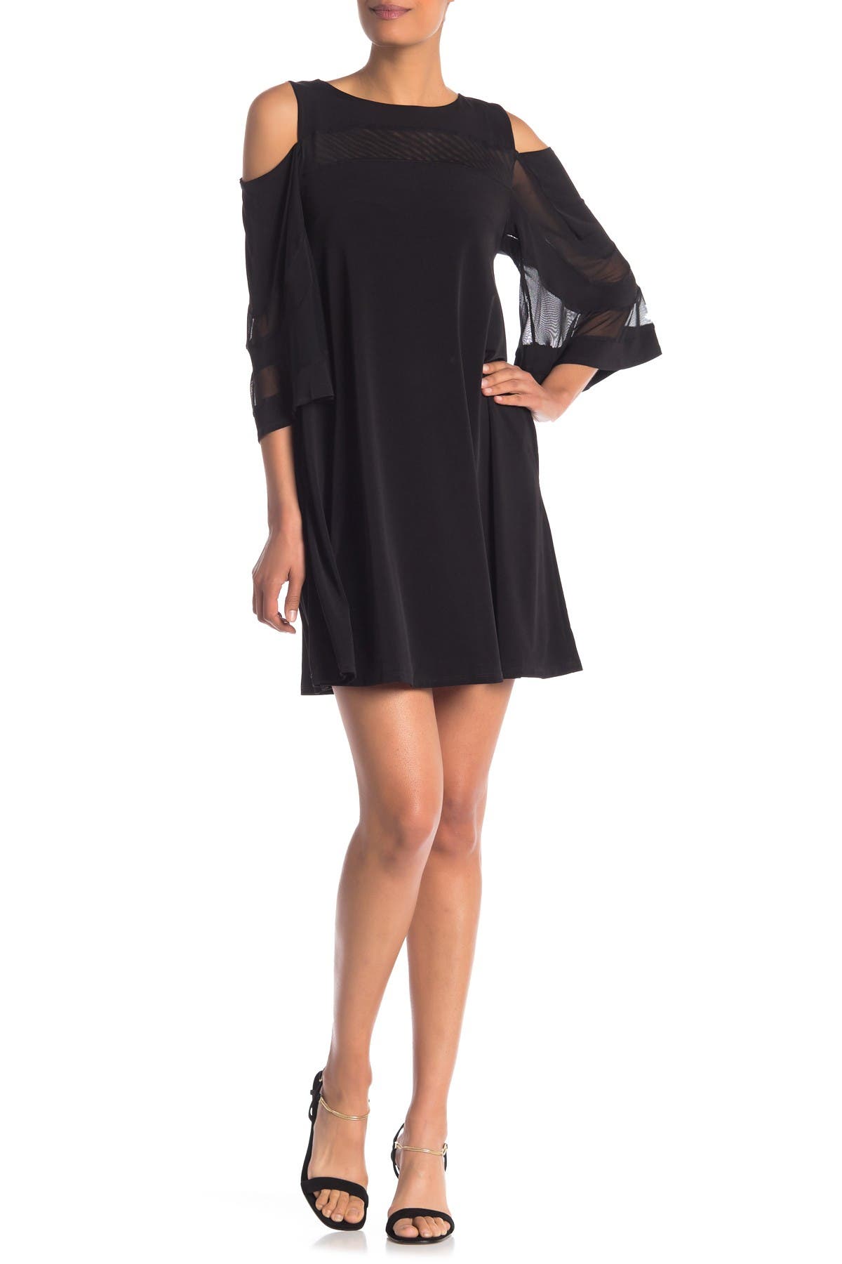 nina leonard cold shoulder dress