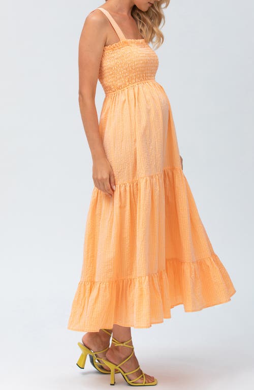 Pietro Brunelli Maternity Cotton & Linen Maternity Maxi Dress In Light/pastel Orange
