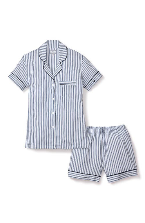 Petite Plume Ticking Stripe Cotton Short Pajamas In Navy