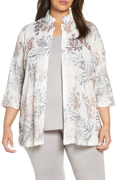 Ming Wang FLORAL EMBROIDERED JACKET