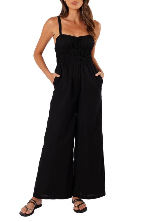 Petal And Pup Petal & Pup Williams Wide Leg Cotton & Linen Jumpsuit In Black