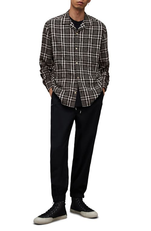 Allsaints Corvus Checked Relaxed Fit Shirt In Jet Black