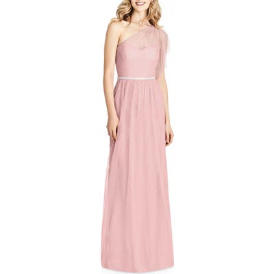 Jenny Packham One-Shoulder Tulle Gown, Pink