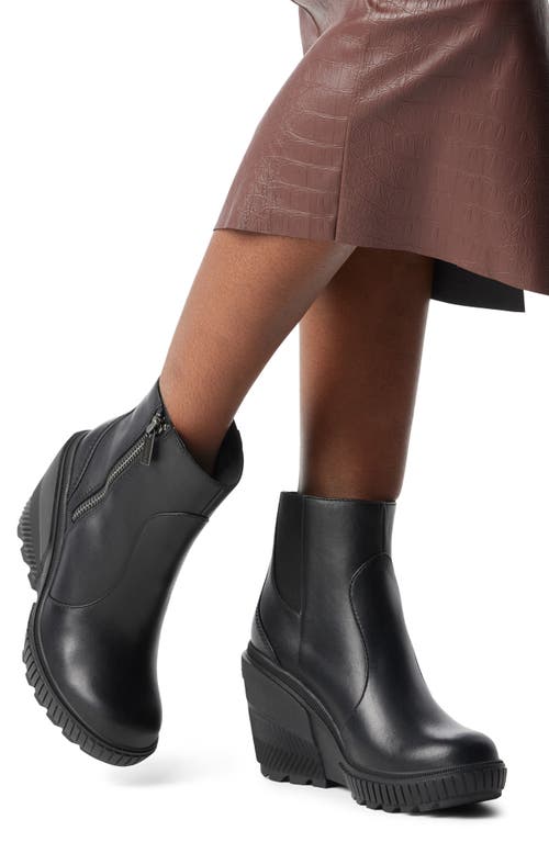 Sorel Ona Ave Zip Wedge Bootie In Black/black