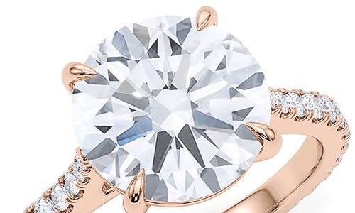 Hautecarat Round Brilliant Cut Pavé Lab Grown Diamond Ring In 2.00 Ctw 18k Rose Gold