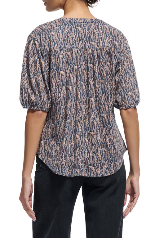 NATION LTD NATION LTD EDIE FLORAL SHIRRED SHOULDER COTTON & HEMP TOP 