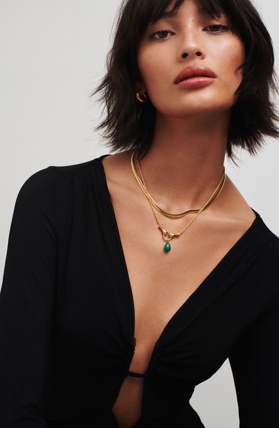 Shop Missoma X Harris Reed Malachite Pendant Necklace In Gold