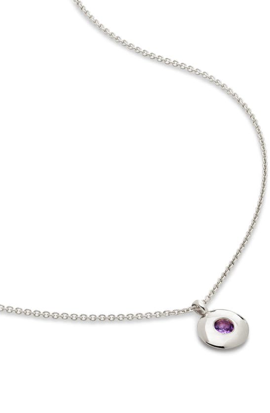 Shop Monica Vinader February Birthstone Amethyst Pendant Necklace In Sterling Silver