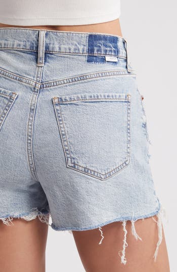 Troublemaker Distressed High Waist Denim Shorts