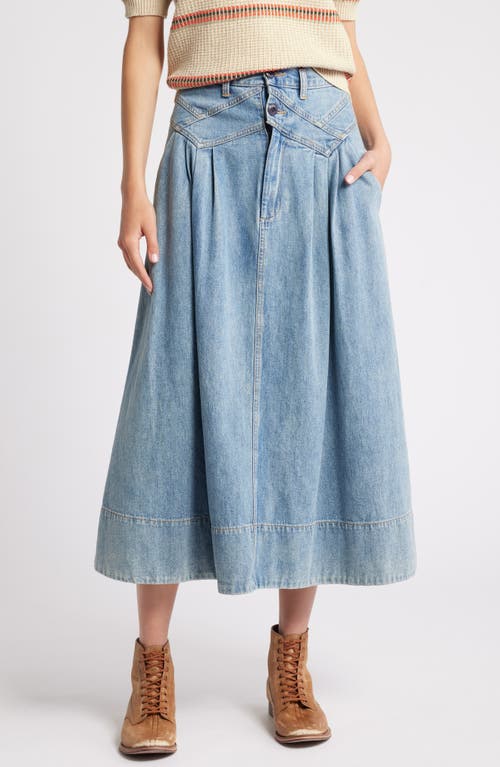 Shop The Great . The Field Denim Maxi Skirt In Misty Wash