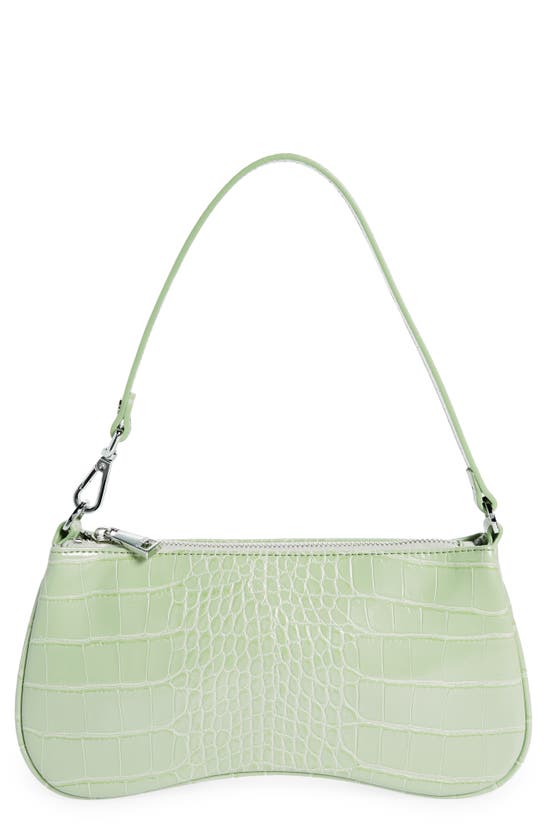 Shop Jw Pei Eva Croc Embossed Faux Leather Convertible Shoulder Bag In Sage Green Croc