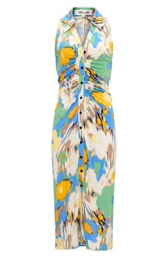 Shop Dvf Maren Floral Sleeveless Midi Dress In Day Dream Floral Blue