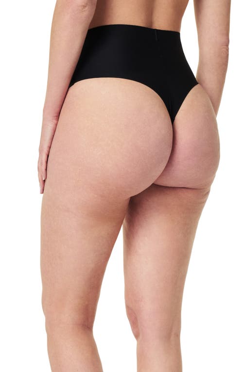 Spanx Sheer Power High-rise Shaping Thong In Very Black