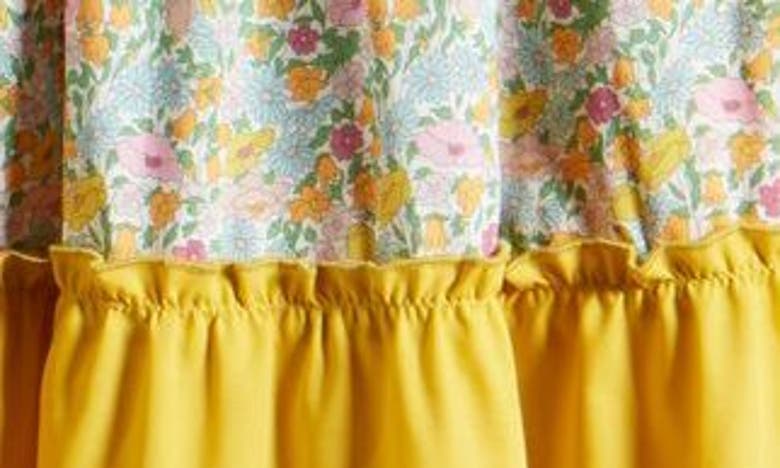 Shop Loretta Caponi X Liberty London Bibi Tiered Skirt In Top Pastel Poppy Daisy Yellow
