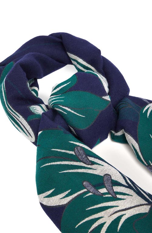 Saachi Floral Reversible Scarf In Navy