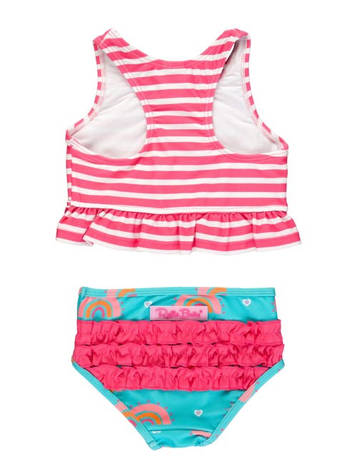 Shop Rufflebutts Girls Upf50+ Peplum Tankini In Catching Rainbows