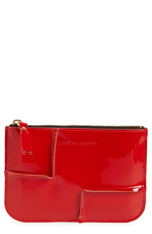 Comme Des Garçons Wallets Seam Detail Leather Zip Pouch In Red