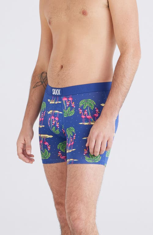 SAXX Vibe Super Soft Slim Fit Boxer Briefs in Holidays In Paradise-Blue 