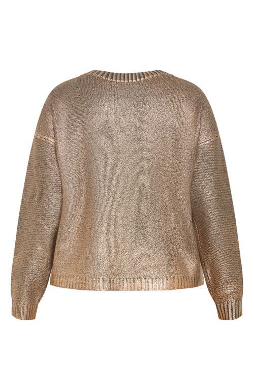 Shop City Chic Iliana Metallic Cable Stitch Sweater In Gold