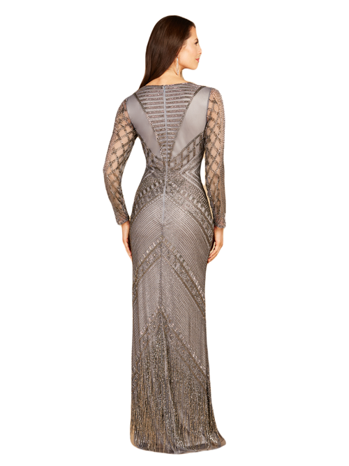 LARA NEW YORK LARA NEW YORK LONG SLEEVE FRINGE DRESS