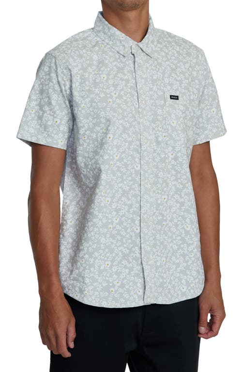 Shop Rvca That'll Do Print Short Sleeve Button-down Shirt In Metal