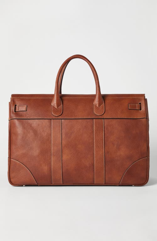 Shop Brunello Cucinelli Grained Calfskin Country Weekender Bag In Copper